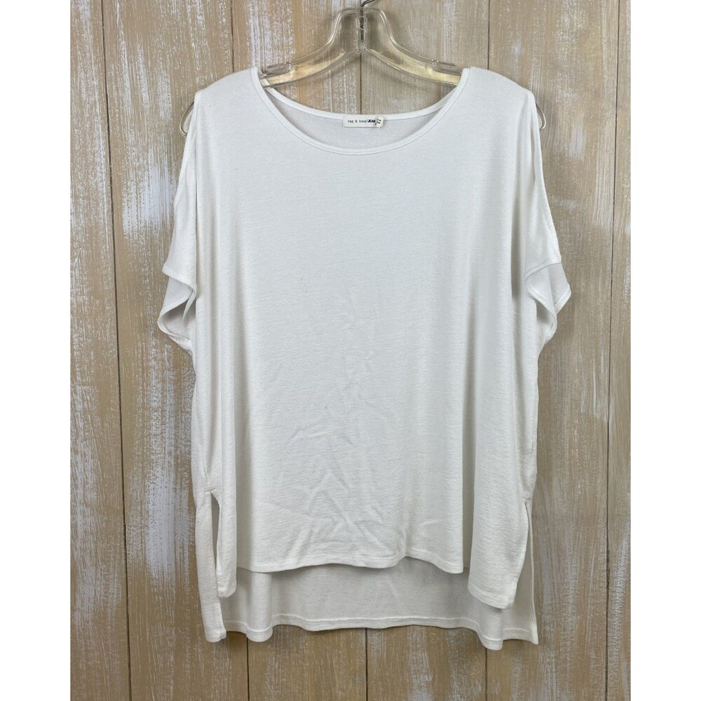 Rag & Bone Jean White Split Sleeve Rayon Soft Knit Boho Top T-Shirt Size M